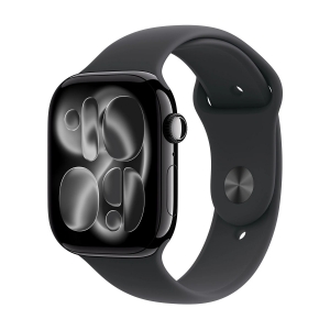 Apple watch series 11gps + cellular 46mmjet black aluminium case with black sport band - m/l