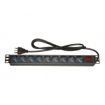 Multipresa 9 posti per rack 19" con interruttore 16a