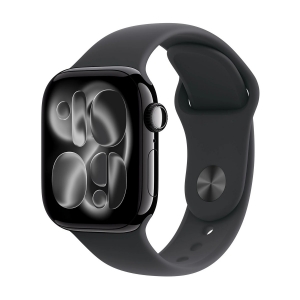 Apple watch series 11gps + cellular 42mmjet black aluminium case with black sport band - s/m