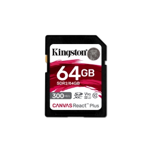 Kingston technology 64gb canvas react plus sdxc uhs-ii 300r/260w u3 v90 for full hd/4k/8k