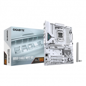 Gigabyte b850 eagle wifi7 ice motherboard - amd ryzen 9000 series cpus, 8+2+2 phases digital vrm, up to 8200mhz ddr5 (oc), 1xpcie 5.0 + 2xpcie 4.0 m.2, wifi 7, 2.5 gbe lan, usb 3.2 gen 2