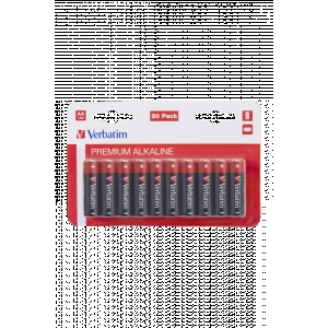 Batteria stilo aa alcalina blister 20 pz verbatim
