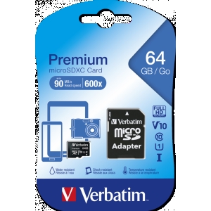 Micro sd 64gb verbatim classe 10 uhs-1 con adattatore sd