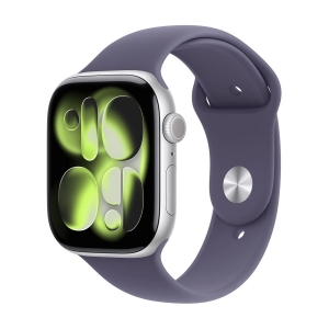 Apple watch series 11gps + cellular 46mm silver aluminium case with purple fog sport band - s/m