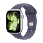 Apple watch series 11gps + cellular 46mm silver aluminium case with purple fog sport band - s/m