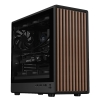 Case woody w2b - gaming tower- atx- 4x14cm black fan- 2xusb3- type-c- wood front- darker temp glass side panel