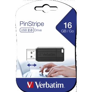 Pen drive 16gb usb 2.0 verbatim pinstripe black
