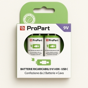 Batterie 9v ricaricabili usb c 3700mwh confezione da 2