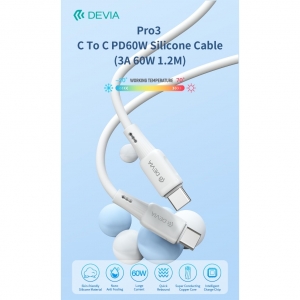 Cavo in silicone pro3 da tipo c a c pd60w 3a 60w 1,2m bianco