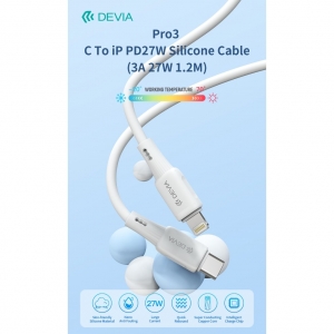 Cavo in silicone pro3 da tipo c a lightning pd27w 3a 37w 1,2m bianco
