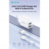 Caricatore ac/usb devia 2*usb 12w +cavo apple lightning bianco