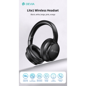 Cuffie bluetooth 5.4 devia lite1 audio aac ric typec con mic. bk