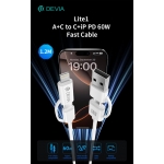 Cavo 4in1 da usb-a+type c a type c+lightning devia 60w pd 1,2mt