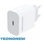 Caricatore ac/usb tecnonew 1 porta type c 3a 20w pd tn-882c-20w