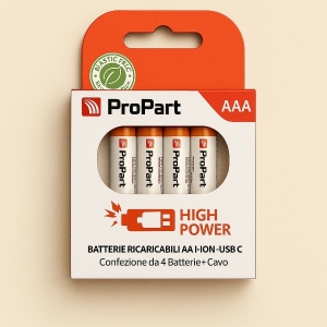 Batterie ricaricabili aaa usb-c 435mah 1.5v - conf. 4pz - ek-rb-07 (1inr10/28)
