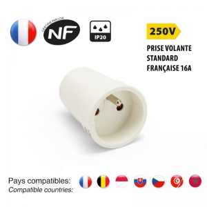 Presa schuko volante 2p+t 16a velamp bianca