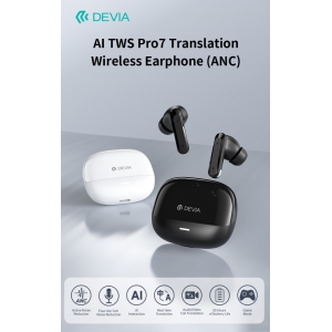 Auricolari bluetooth devia con traduttore simultaneo +anc white
