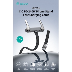 Cavo da type c a type c 5a 260w pd devia 1,5mt con supporto tel.