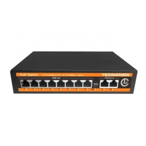 Hub switch 8 porte poe+ 10/100 tecnonew tn-hp8eh2eh +2uplink