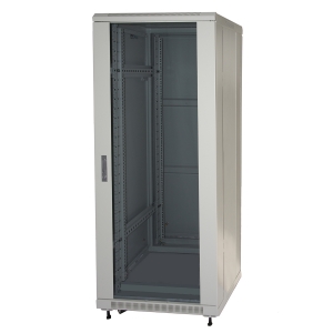 Armadio rack 19" 27u (a)1388 (l)600 (p)600 colore grigio porta vetro