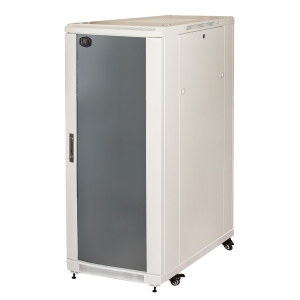 Armadio rack 19" per reti 27u (a)1388 (l)600 (p)800 colore grigio porta vetro