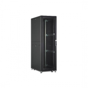 Armadio rack 19" 42 unita' linea server (a)1970 x (l)600 (p)1000mm. colore nero con porta traforata e ruote
