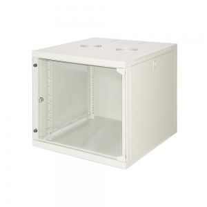 Armadio rack 19" 9 unita' da muro (a)490x (l)540 x profondita' 600 mm. colore grigio chiaro porta vetro