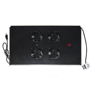 Modulo 4 ventole a soffitto colore nero con termostato per armadi 22/42u profondi 800-1000 link