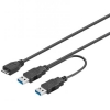 Cavo splitter alimentazione usb 3.0 connettori 2xa - 1x micro b