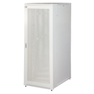 Armadio rack 19" 42u (a)2055, (l)800, (p)1000 porta traforata colore grigio con guidacavi  laterale