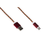 Cavo usb 2.0 to usb type c 1mt guaina intrecciata 2a rosso/oro