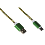 Cavo usb 2.0 to usb type c 1mt guaina intrecciata 2a verde/oro