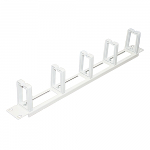 Pannello passacavi 5 anelli per rack 19" forato 1u grigio chiaro