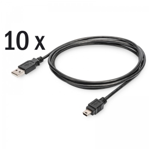 Confezione 10 cavi usb 2.0 a-mini b maschio/maschio mt. 1,8 colore nero