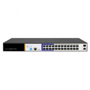 Switch di rete 24 porte gigabit poe 300 watt + 2 porte sfp e una porta console rj45 layer 2