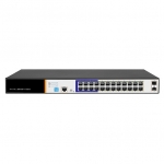 Switch di rete 24 porte gigabit poe 300 watt + 2 porte sfp e una porta console rj45 layer 2