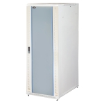 Armadio rack 19" 42u (a)2055, (l)800, (p)1000 porta vetro colore grigio con guidacavi  laterale