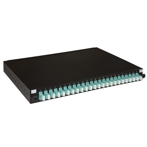 Pannello fibra ottica 19" con 24 adattatori lc duplex om3 profondita' 250 mm colore nero