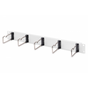 Pannello di gestione cavi 1he 5 anelli in acciaio 40x75 mm, grigio (ral 7035)