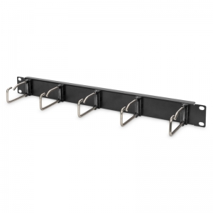 Pannello di gestione cavi 1he 5 anelli in acciaio 40x75 mm, nero (ral 9005)