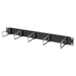 Pannello di gestione cavi 1he 5 anelli in acciaio 40x75 mm, nero (ral 9005)