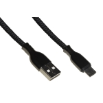 *cavo micro usb mt 1 guaina intrecciata connettori zinco-alluminio colore nero con copriconnettore rinforzato per l'estrazione