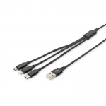 Digitus cavo di ricarica 3 in 1, usb a, lighning + micro usb + usb-c