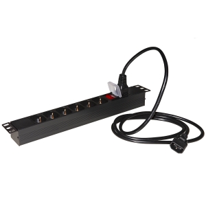 Multipresa da rack 19" 6 prese universali con cavo alimentazione c14 maschio removibile