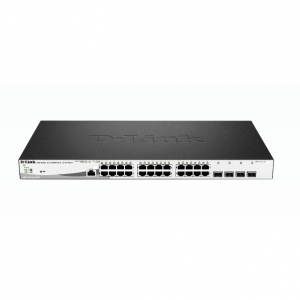 D-link switch 24 porte gigabit  poe + 4 porte sfp jumbo frame rack mountable 19 smart