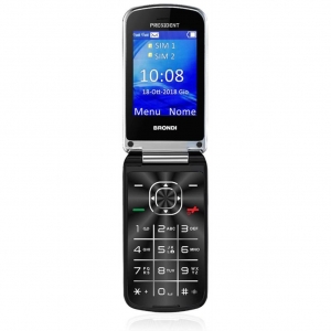 Brondi president cellulare clamshell disply 3" dual sim 1,3mp 32gb nero