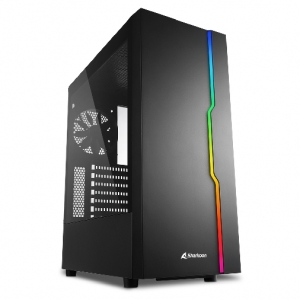 Sharkoon case atx 1xusb 2.0, 2xusb 3.0, vetro temperato, 1x 120mm fan front, 7 slot espansione, argb