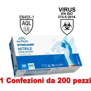 1conf. da 200pz - taglia m - guanti in nitrile uso medico senza polvere