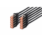 Confezione 10 cavi cat 6 schermati s/ftp mt 0,25 colore nero digitus