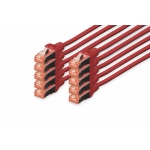 Confezione 10 cavi cat 6 schermati s/ftp mt 0,25 colore rosso digitus